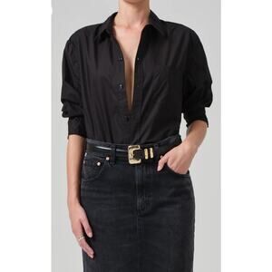 NEW Citizens of Humanity Kayla Shrunken Shirt Black Size Medium Retail $228